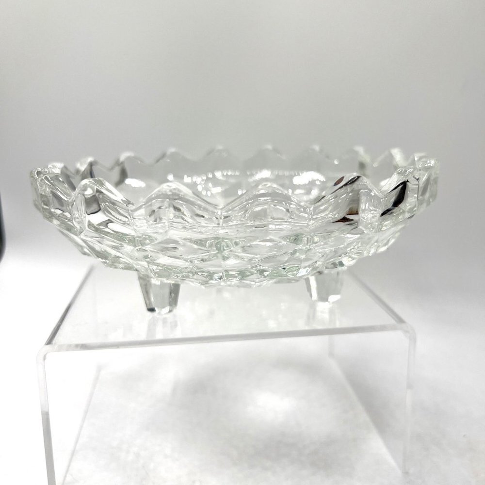Vintage white hall  Clear Footed Bon Bon/Jelly Serving Dish.